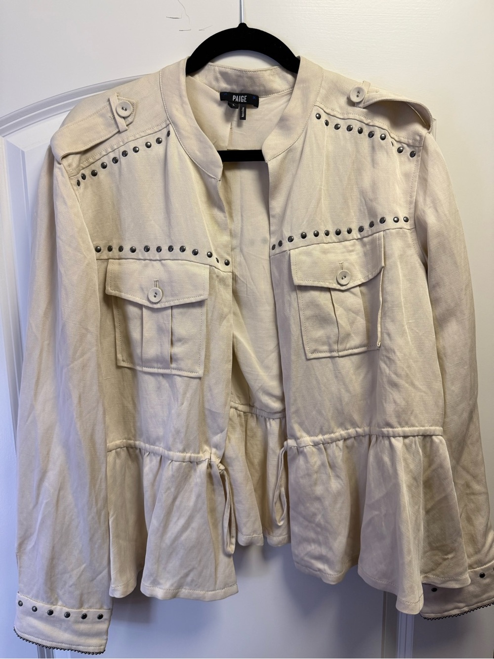 PAIGE Ivory Studded Utility Jacket